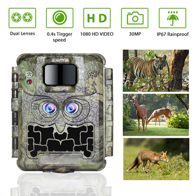 DC12V Çift Lensli 1080P Yaban Hayatı Takip Kamerası 13MP CMOS Glow Cam Yok