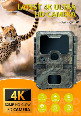 KW788 Vahşi Yaşam Yolu Kamerası Av kamerası Su geçirmez 4K 32MP gece görüşü su geçirmez kızılötesi kamera orman kamerası