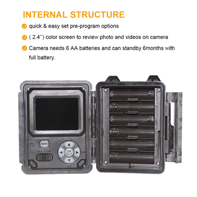 KW561 Trail Infra Cam Mini 30MP 0.25s Hız 4K Video Çözünürlüğü Su geçirmez CMOS Sensörü SD Me