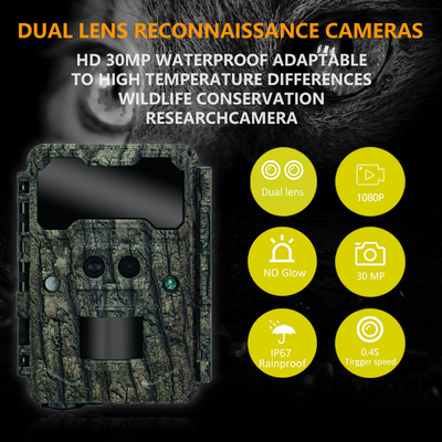 KW696 açık hava av kamerası çift lensli 30MP parlaklıksız iz kamerası 1080p gece görüşü 512G için