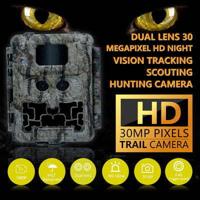 Gece Görüş Av Oyunu için 30MP Parlama Yoksun LED Trail Kamerası 1080P Video ve 512GB Bellek Kartı Kapasitesi ile