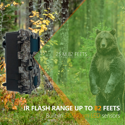 Trail Av Kamerası 20MP 1080P Vahşi Yaşam Kamerası Su geçirmez IP67 Oyun ve Deneme Kamerası 512GB'ye kadar Depolama 82 feet'e kadar