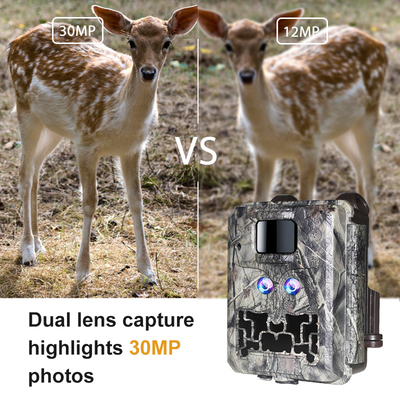 İz kamerası Hızlı Tetikleyici 0.25s Kızılötesi Av Kamerası Çift Lens DC12V Vahşi Yaşam kamerası