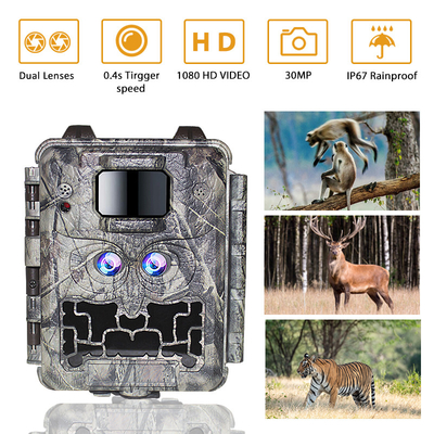 Satış Tanıtımı 39USD Çift lens / Çift sensör Vahşi Yaşam Oyun Kamera 30MP 1080P No-Glow 940nm Gün ve Gece Sensörü ile