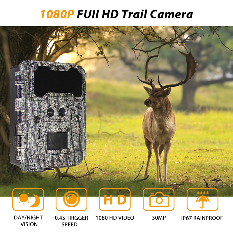 KW696 açık hava av kamerası çift lensli 30MP parlaklıksız iz kamerası 1080p gece görüşü 512G için