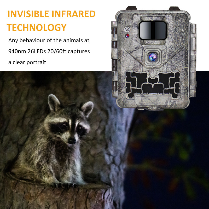 KW561 Trail Infra Cam Mini 30MP 0.25s Hız 4K Video Çözünürlüğü Su geçirmez CMOS Sensörü SD Me