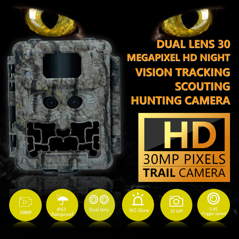 Gece Görüş Av Oyunu için 30MP Parlama Yoksun LED Trail Kamerası 1080P Video ve 512GB Bellek Kartı Kapasitesi ile