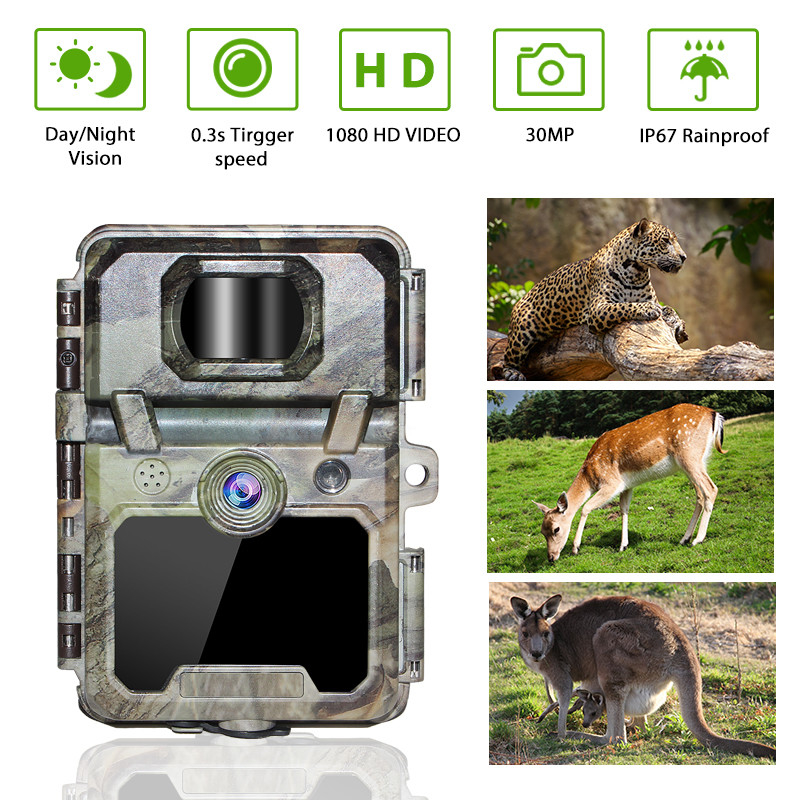 Oyun Kamera KW571 su geçirmez IP67 no-glow CMOS sensörü 30MP fotoğraf 1080P 0.25s tetik hız gece görüşü